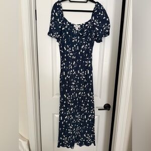& Other Stories Navy and White Floral Maxi Dress